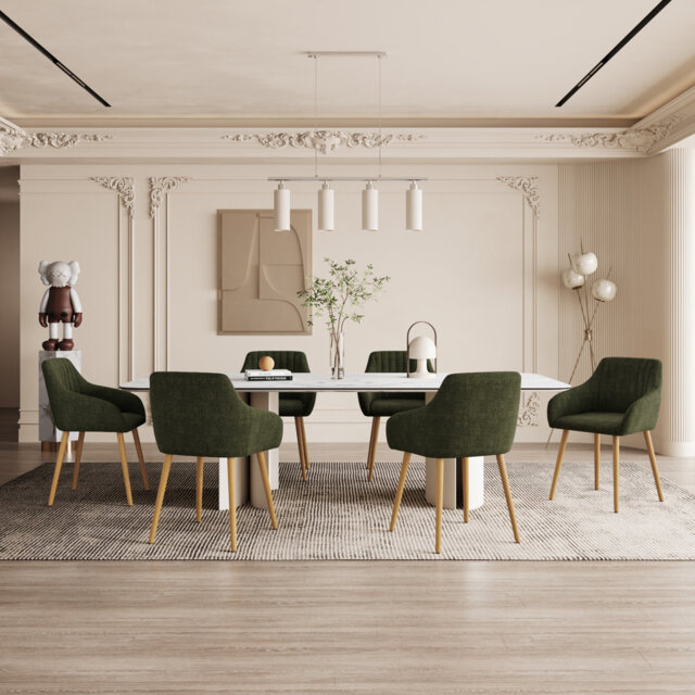 49.5cm H Upholstered Dining Chairs With Wooden Legs