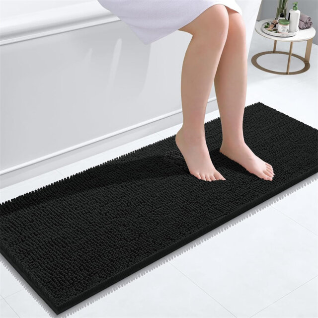 Chenille Bath Mat, Non-Slip Super Absorbent Bathroom Mat Extra Soft Fluffy Bath Mats For Bathroom Thick Machine Washable Floor Mats Rugs Runner