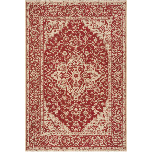 Kizer Hooked Indoor/ Outdoor Red Rug