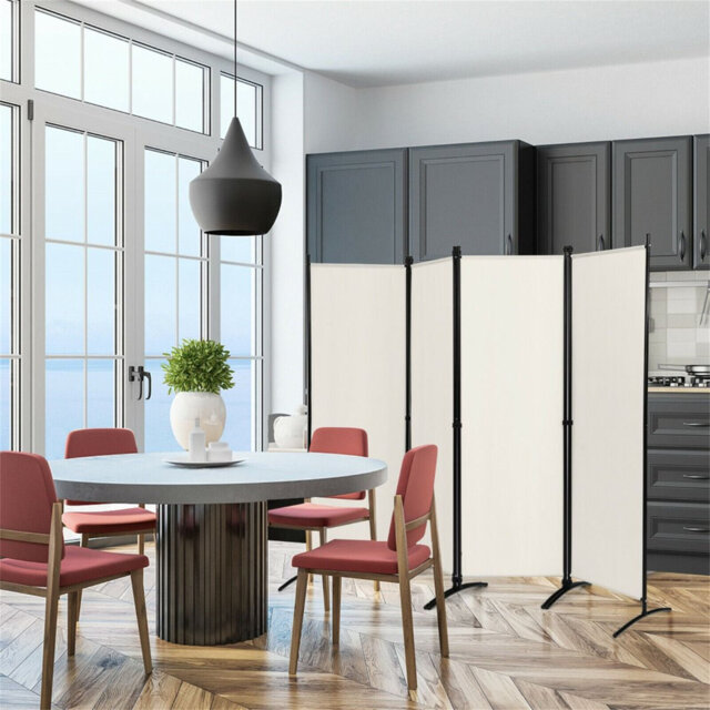220cm W x 173cm H 4 - Panel Metal Folding Room Divider