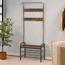 Ajamu Rustic Hall Tree 72cm Wide with Bench and Shoe Storage Entryway Hallway Furniture