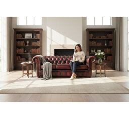 Chesterfield Sofa Suite Antique Oxblood Real Leather