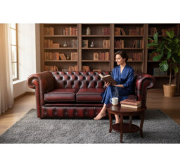 Chesterfield Sofa Suite Antique Oxblood Real Leather