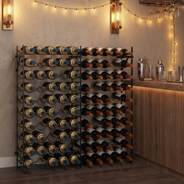 "Metal Wine Rack Stand Wobble-Free Wine Display Storage Stand Height 40""  10 Tier 100 Bottles Black"