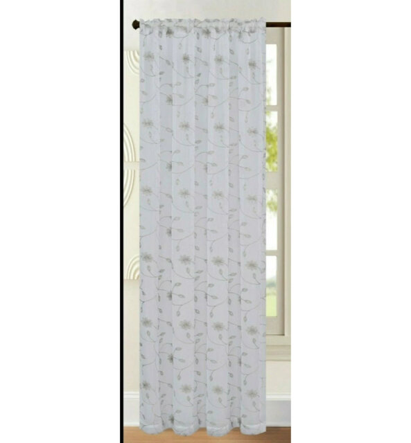 Embroidered Voile Net Curtain Panel