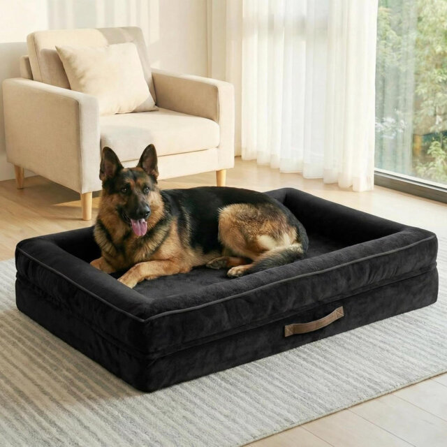 XXL Orthopedic Dog Bed, Waterproof Dog Sofa Bed With Removable Washable Cover, Soft Egg Foam Pet Bed, Non-Slip Bottom And Four-Sided Bolster Cushion(B