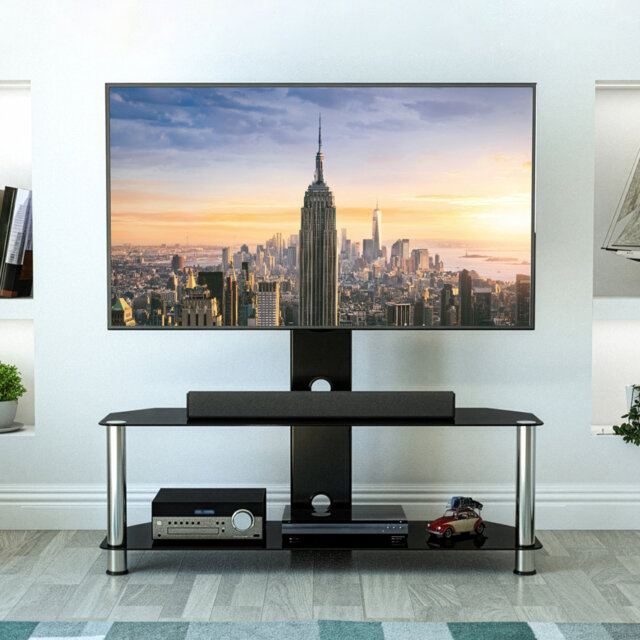 "Cantilever Glass TV Stand for TVs up to 65"""