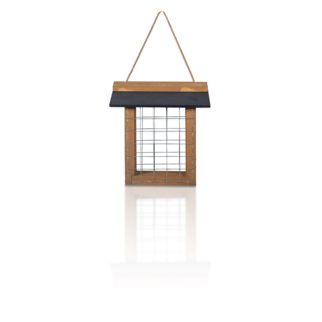 St Helens Home and Garden Wood Suet Bird Feeder With Slate Roof and Hanging Cord