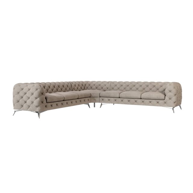 Chesterfield Corner Sofa L-Shape  with Silver Metal Legs