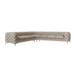 Chesterfield Corner Sofa L-Shape  with Silver Metal Legs