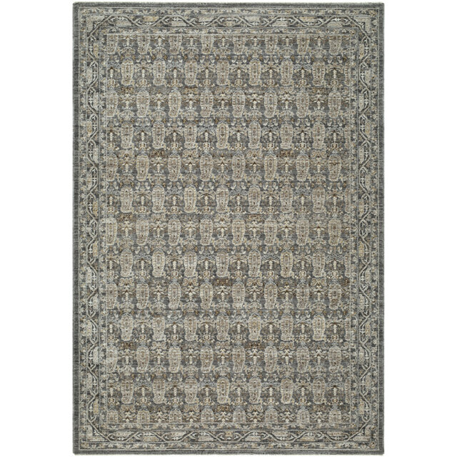 Arda-Vintage Grey Taupe Brown Traditional Boho Fringe Living Dining Bedroom Rug