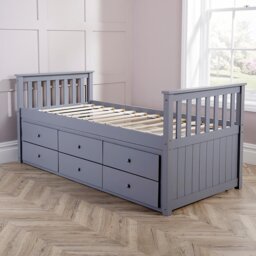 Kanagy White Solid Pine Cabin Bed 3Ft Single Pull Out Guest Bed With 3 Storage Drawers