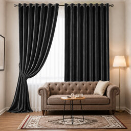 Pittsboro Crushed Velvet Eyelet Windows Panel Curtains