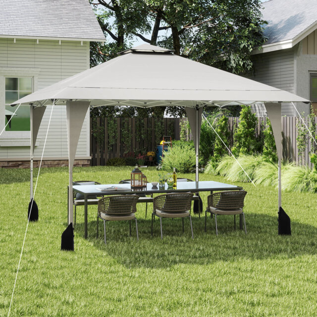 395 X 395 Cm Pop Up Canopy Tent Outdoor Easy Setup Gazebo-Beige