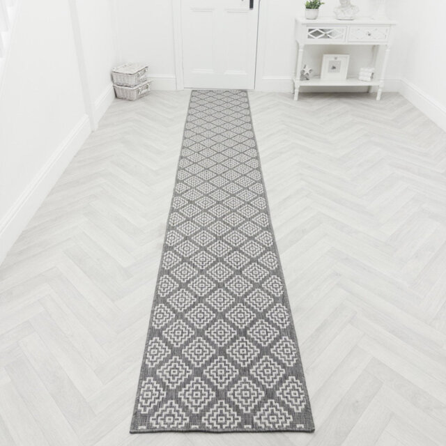 Olmec Grey Indoor/Outdoor Hallway Runner Rug – Durable, Reversible & Hardwearing Carpet for Home or Garden