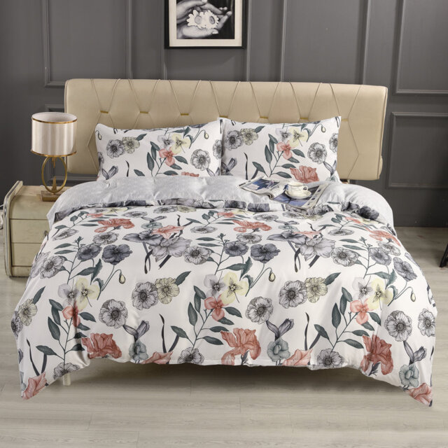 Complete Bedding Set Bliss Pink Floral Duvet Cover, Matching Fitted Sheet & Pillowcases