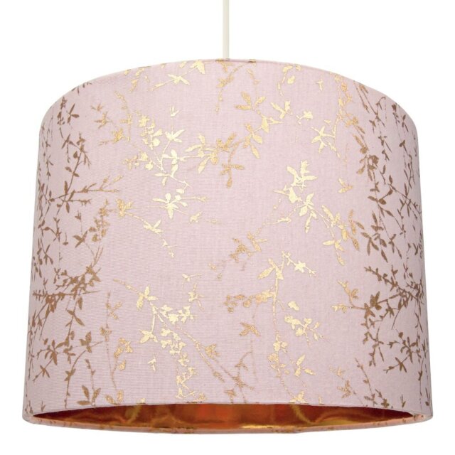 Modern Soft Cotton Fabric Lamp Shade with Shiny Foil Floral Decoration