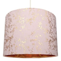 Modern Soft Cotton Fabric Lamp Shade with Shiny Foil Floral Decoration