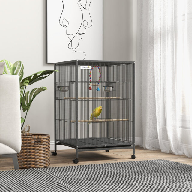 78cm Steel Flat Top Floor Bird Cage with Wheels