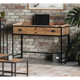 Alvern Solid Wood Top Metal Base Writing Desk