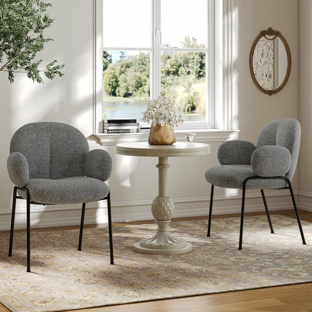Anston 46cm H Linen Upholstered Metal Armchair