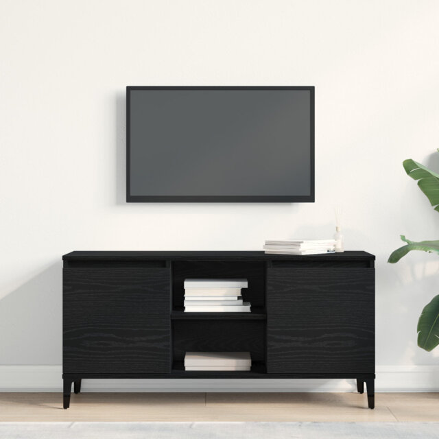 TV Cabinet Black Oak Engineered Wood 102 X 35 X 50 Cm TV Cabinet