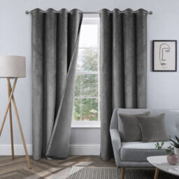 Crushed Velvet Eyelet Curtains with Matching Cushion Covers – Luxury Room Darkening Drapes Set