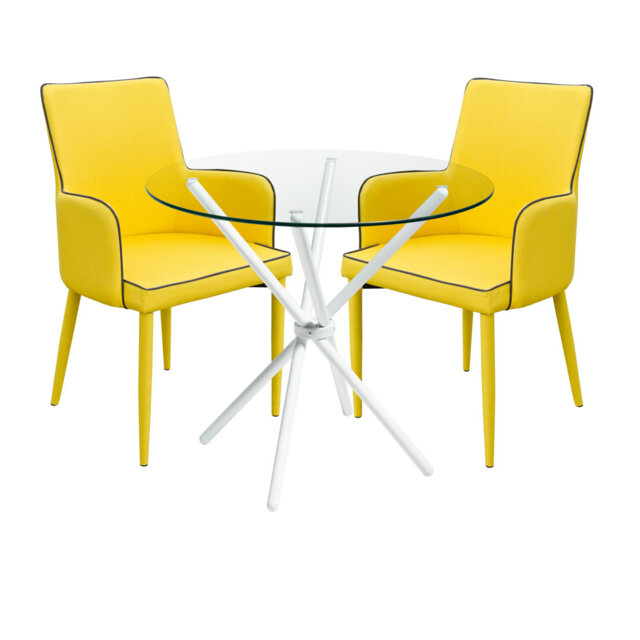 Brosnan Circular Dining Set with 2 Chairs
