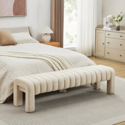 Gliese 160cm Beige Linen H-Shape Channel Tufted Upholstered Bench