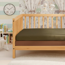Baby Cot Fitted Sheet - 100% Jersey Cotton Green / Mustard - Pack Of 2 - 120 X 60 Cm