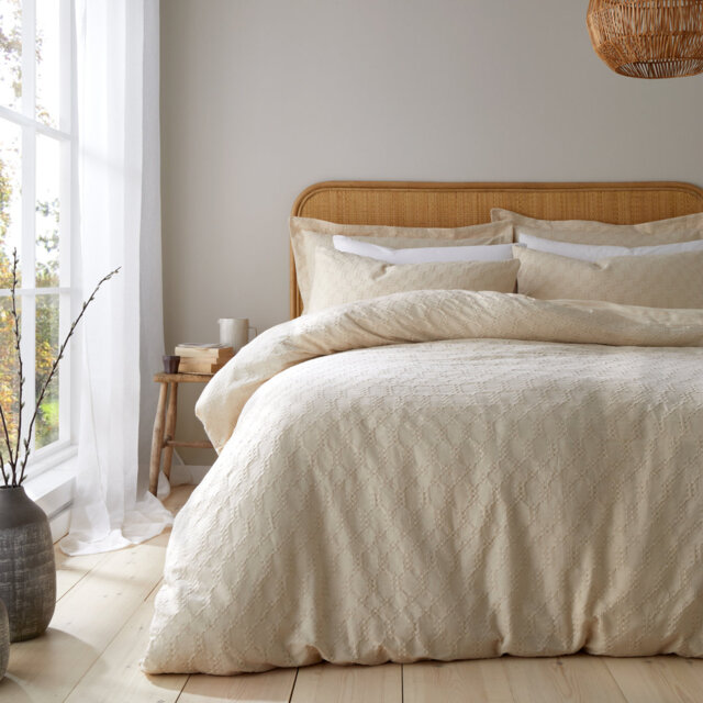 Waffle Cotton Circle 100% Cotton Duvet Cover Set with Pillowcases
