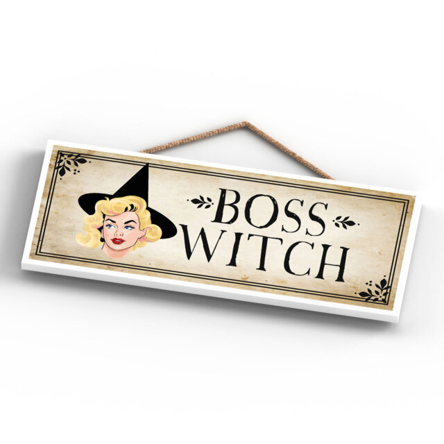 Boss Witch Humour Wooden Plaque Vivid Squid Wholesale Wall Decor