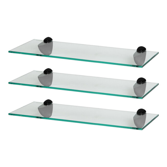 Harbour Housewares - Floating Glass Shelves with Metallic Brackets