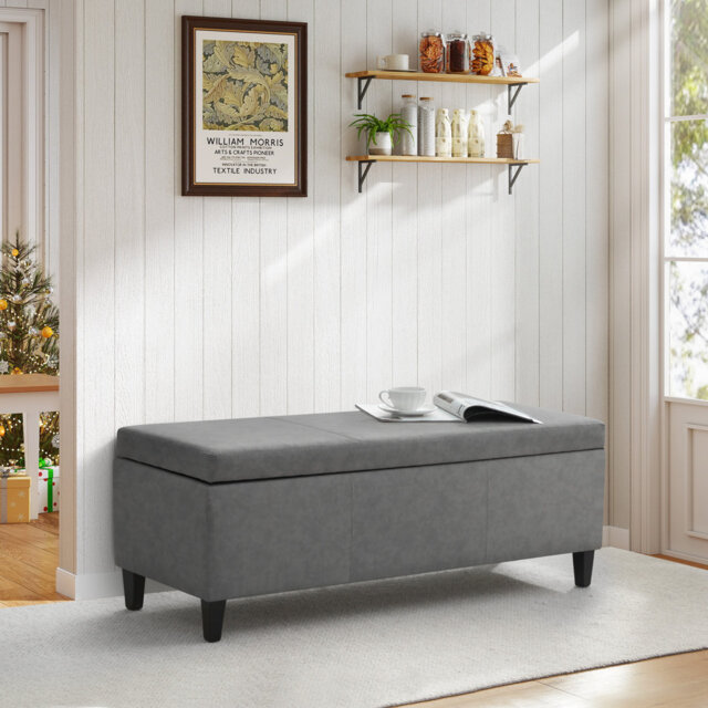 Faux Leather Upholstered Storage Bench
