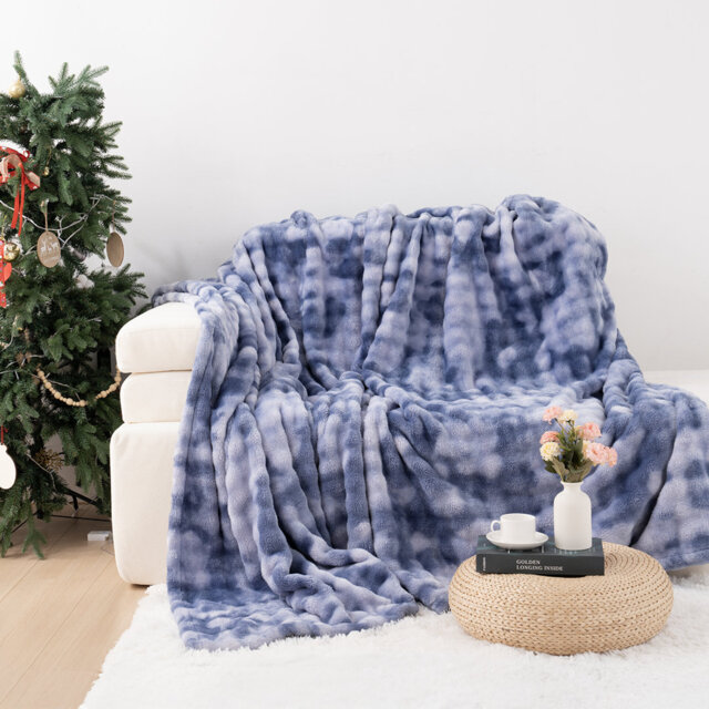 Faux Rabbit Fur Blanket Machine Woven Throw Blanket