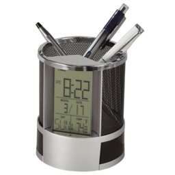 Digital Quartz Movement / Crystal Alarm Tabletop Clock in Silver