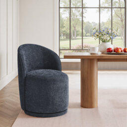 Integrated Barrel Armless Swivel Fabric Dining Chair