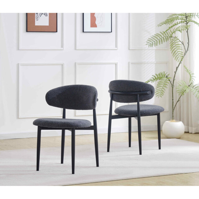 48.5cm H Polyester Blend Upholstered Metal Side Chair