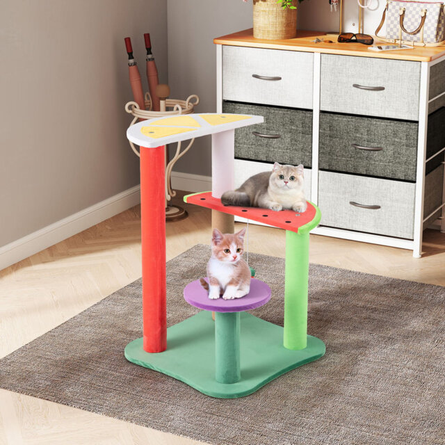 69CM Cute Cat Tree Multi-Level Aesthetic Fruit Cat Tower-Colorful