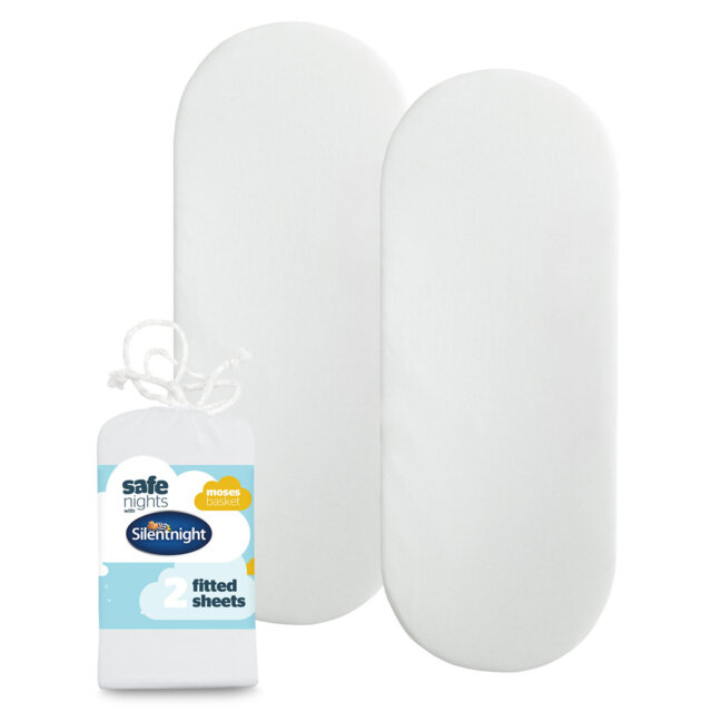 Safe Nights Moses Basket Fitted Sheet 2 Pack