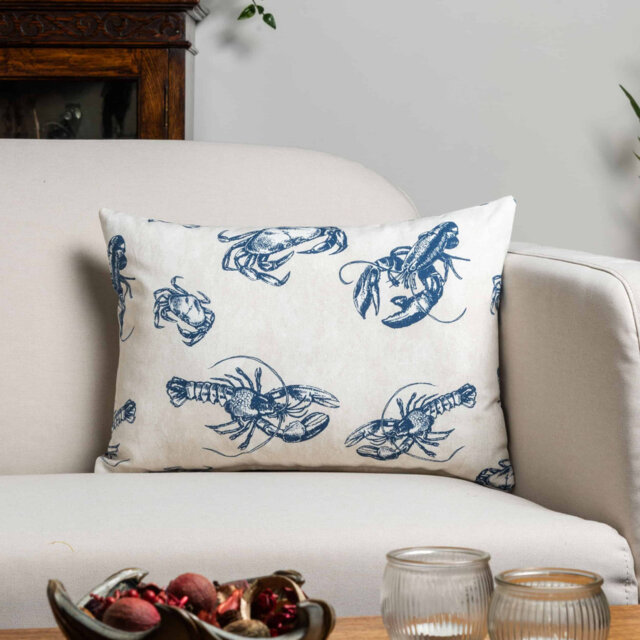 Crab and Lobster Nautical Cushion Cover