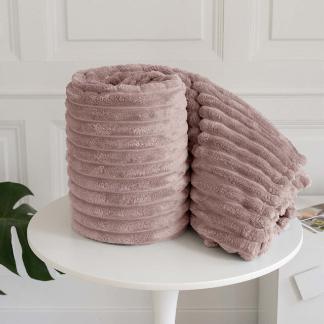 Rehana Snug Soft Chunky Ribbed Cord Plush Throw Blanket