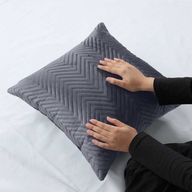 Square Throw Luxury Embossed Pattern Velvet Cushions Protector Set Of 2