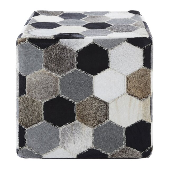 Copenhagen 40cm Wide Genuine Leather Square Pouf Ottoman