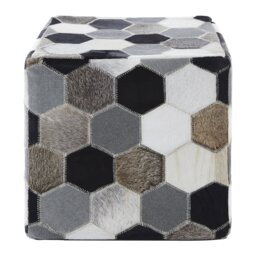 Copenhagen 40cm Wide Genuine Leather Square Pouf Ottoman