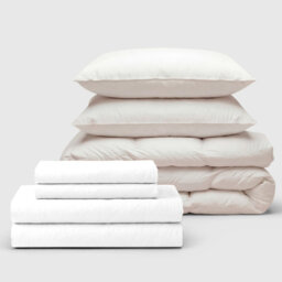 100% Cotton Percale 300 Thread Count Bedding Set with Duvet and 2 Pillows