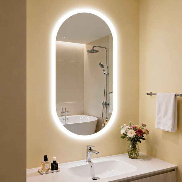 Wall LED Bathroom Mirror Dimmable 3 color temperature Anti-fog