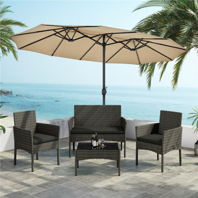 Colour Outdoor All Weather Wicker 4 - Person Seating Group with Cushions