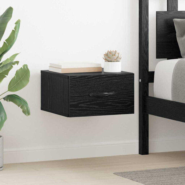 Bedside Cabinet Black Oak 35 X 35 X 20 Cm Engineered Wood
