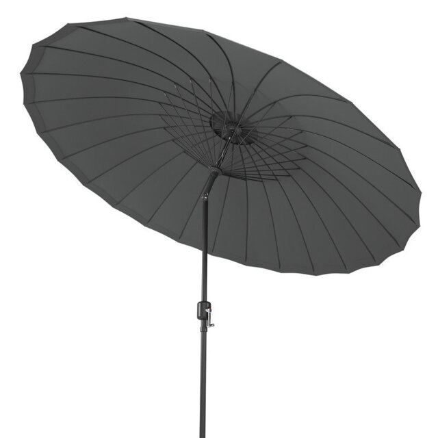 2.7m Shanghai Garden Parasol, Garden Umbrella with 24 Fibreglass Ribs, Tilt & Crank, UV Protection, Shanghai Parasol for Patio, Balcony, Backyard, Da